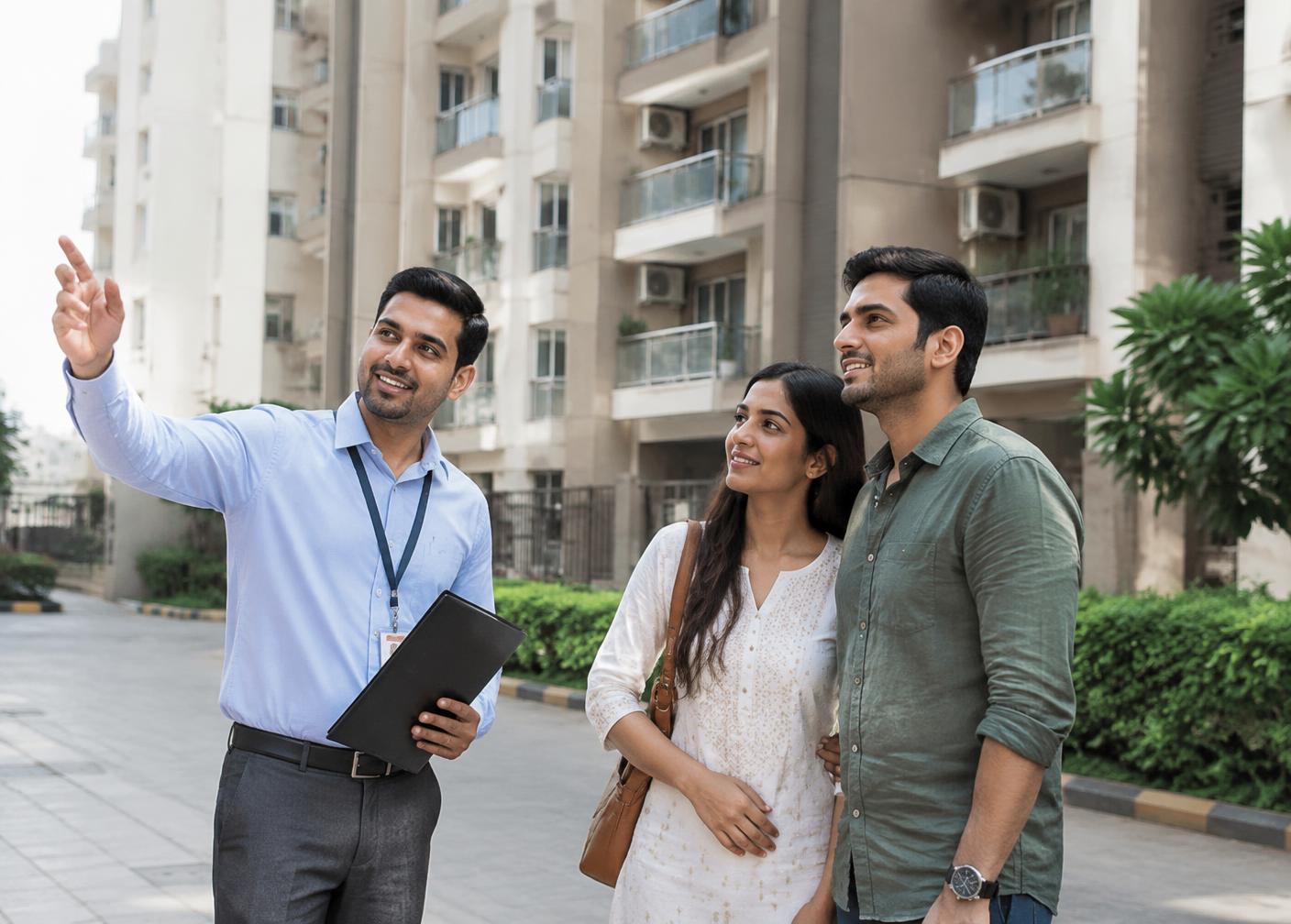 Kothi Realty advisor showing a residential property to a family